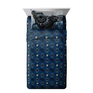 Black Panther King of Wakanda Kids 3-Piece Twin Sheet Set, Microfiber, Black,